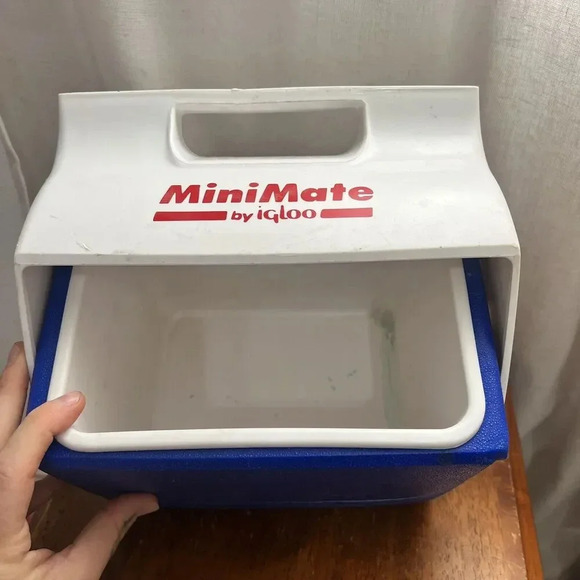 Vintage Mini Mate Cooler Lunch Box by Igloo Made‎ in USA Blue White Purple - Picture 6 of 11